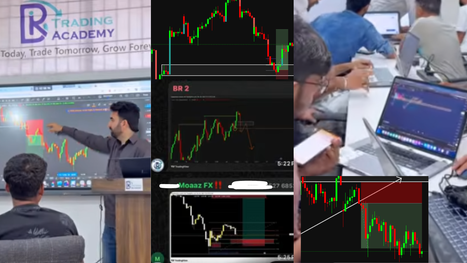 BR Trading Academy — live trading floor, chart analysis, mentor sessions